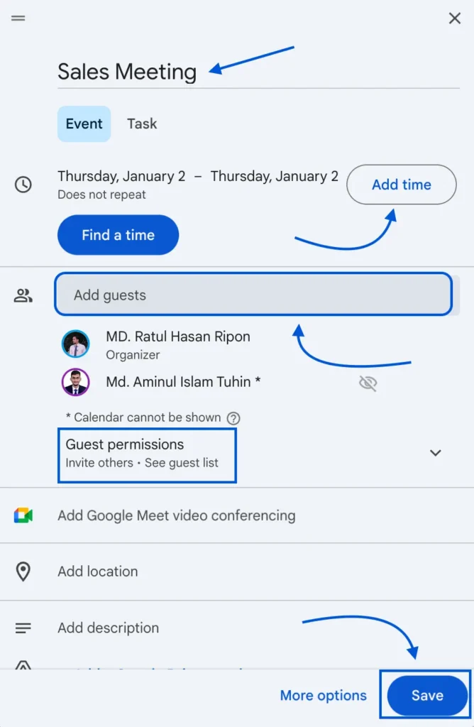 invite guests to your google calendar event 